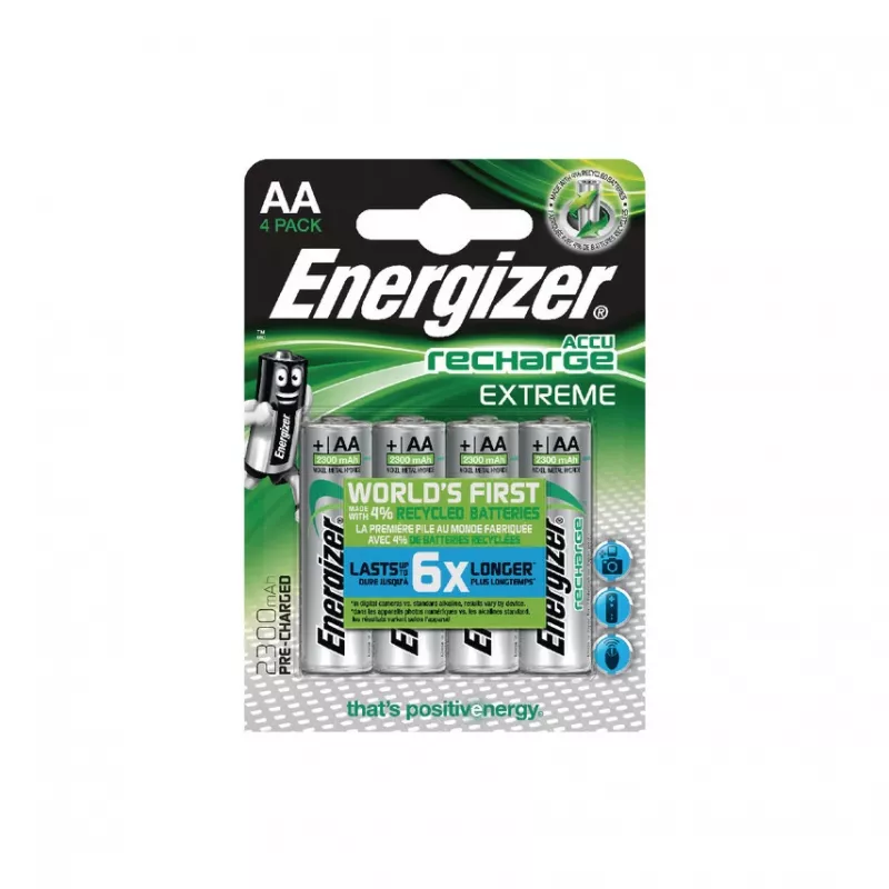 Energizer ACCU Recharge Extreme NiMH batterie ricaricabili AA 2300mAh confezione da 4