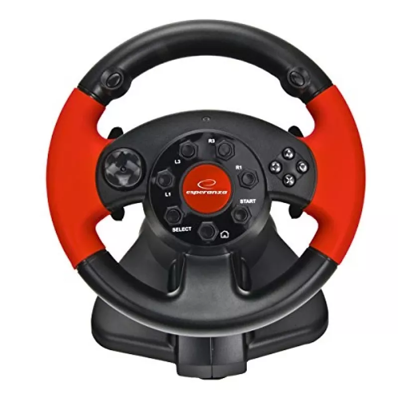 Volante ESPERANZA EG103 controller gaming - PC/PS2/PS3, 13 tasti, vibrazione, sensore di accelerazione, nero/rosso