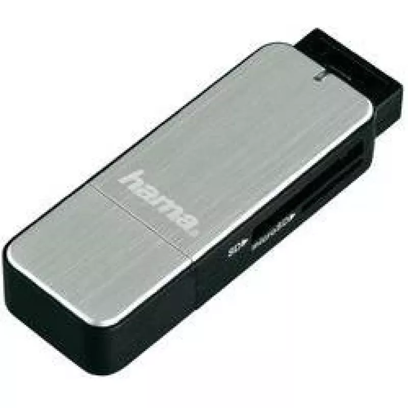 Hama 123900 lettore di schede USB 3.0 SD/microSD, alluminio, nero/argento