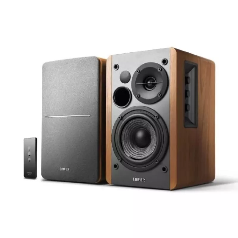 Edifier R1280T sistema di diffusori attivi da scaffale con telecomando e doppi ingressi RCA - legno marrone