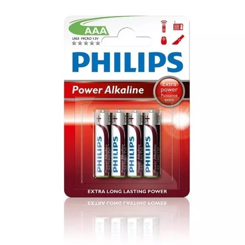 Batterie Philips Power Alkaline AAA, confezione da 4
