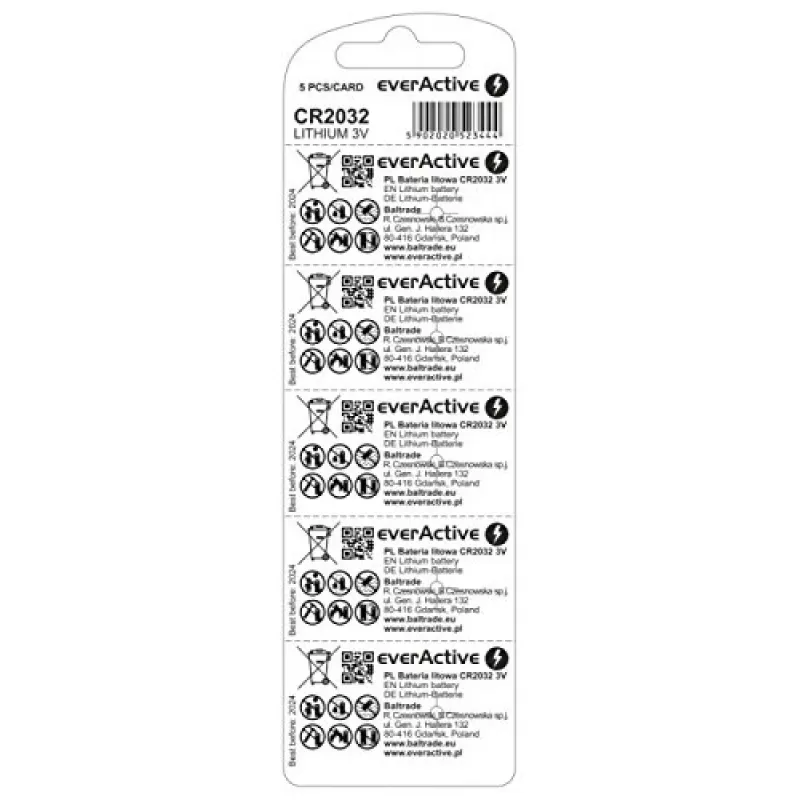 Batterie al litio everActive CR2032 - blister 5 pz.