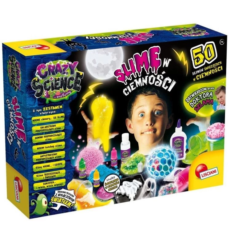 Kit scientifico Liscianigiochi Crazy Science Slime al buio 304-PL89239 — set di esperimenti con slime che brilla al buio