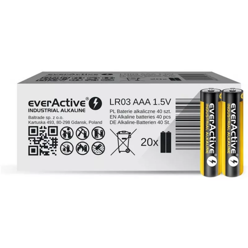 Batteria alcalina monouso everActive EVLR03S2IK AAA 1,5 V, 40 pz., 5 anni di durata