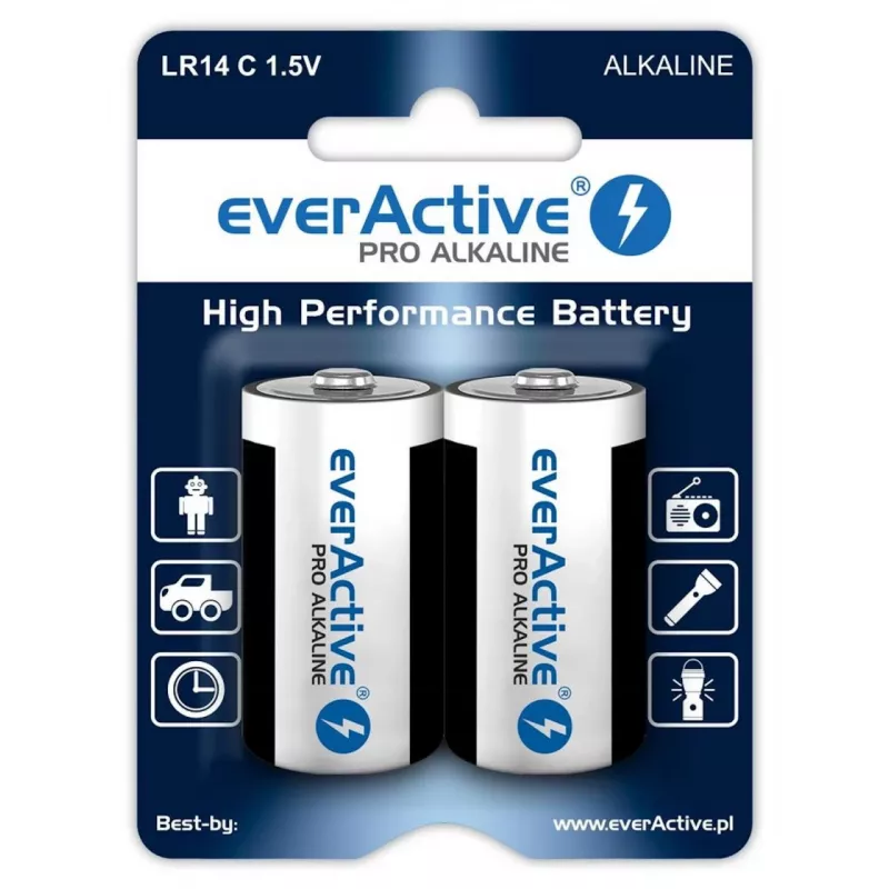 Batterie alcaline everActive Pro LR14 C 1,5 V 8000 mAh — 2 pz.