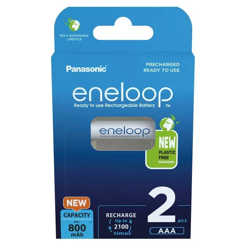 Batterie ricaricabili PANASONIC ENELOOP AAA 800 mAh 2 pz. (BK-4MCDE/2CP)