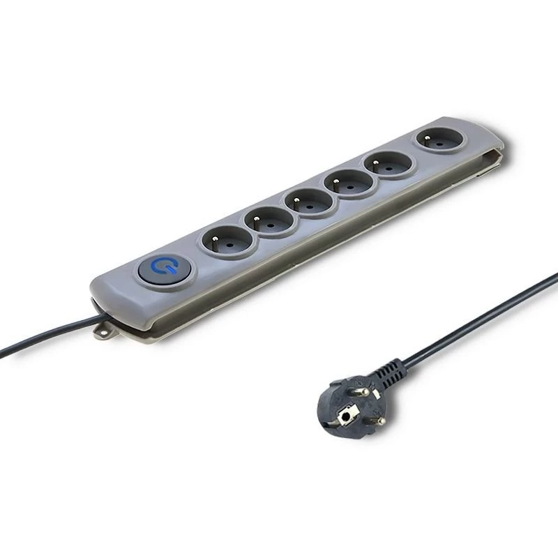 Protezione da sovratensione Qoltec 50165 grigio 6 prese AC 230 V 1,8 m
