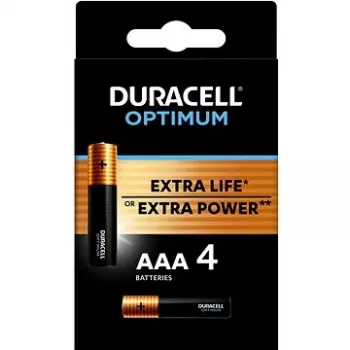 Duracell OPTIMUM AAA batterie alcaline confezione da 4 – energia di lunga durata per piccoli dispositivi