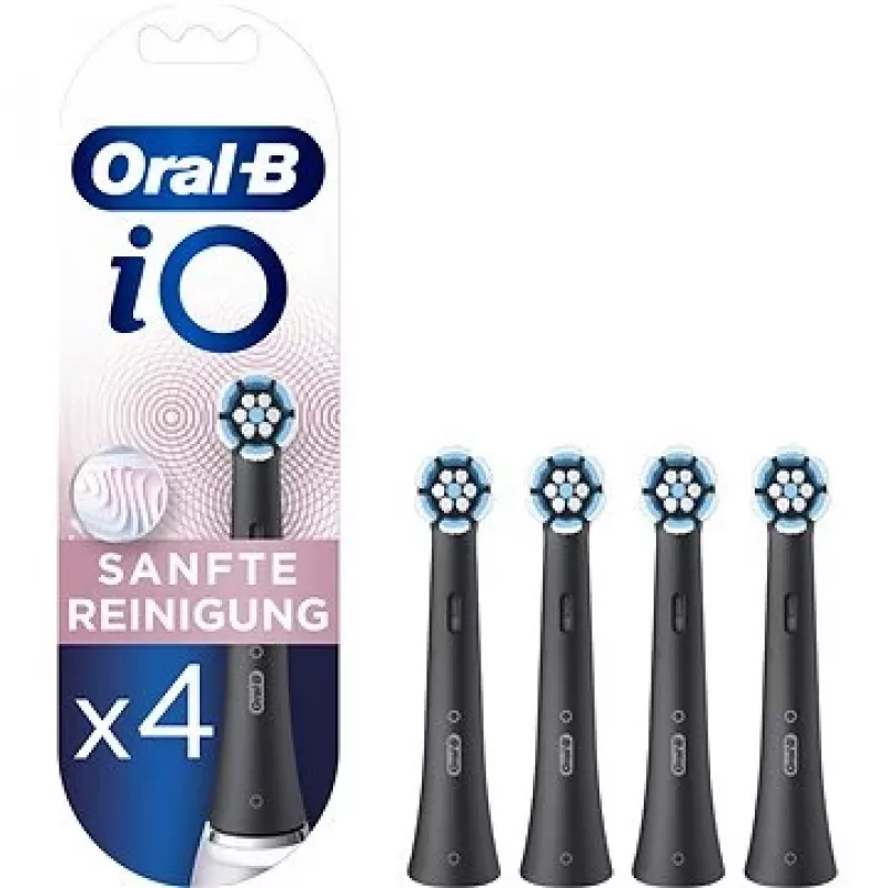 Spazzole ad innesto Oral-B iO Gentle Care — confezione da 4, spazzole di ricambio nere