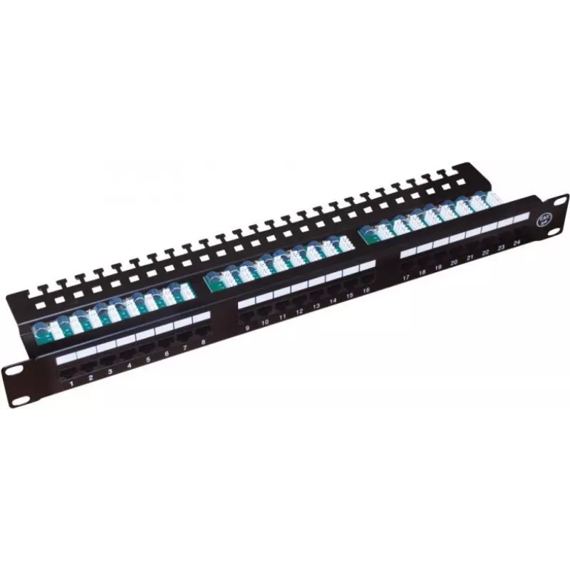 Alantec PK013 patch panel 19" 1U, 24x RJ-45, Cat5e UTP, LSA, con ripiano, nero