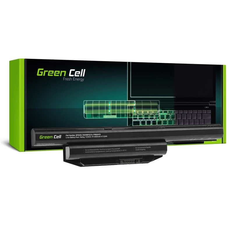 Batteria Green Cell FS31 per Fujitsu LifeBook — LiPo 4400 mAh, 11,1 V, nero, 1 pz.