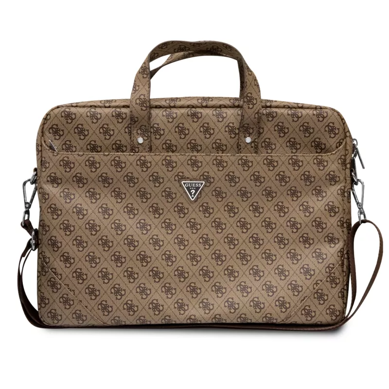 Borsa per laptop GUESS GUCB15P4TW 16 pollici marrone Saffiano con logo triangolo 4G
