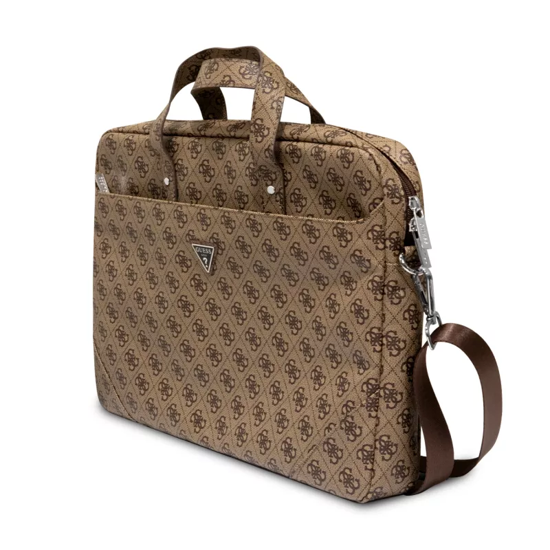 Borsa per laptop GUESS GUCB15P4TW 16 pollici marrone Saffiano con logo triangolo 4G
