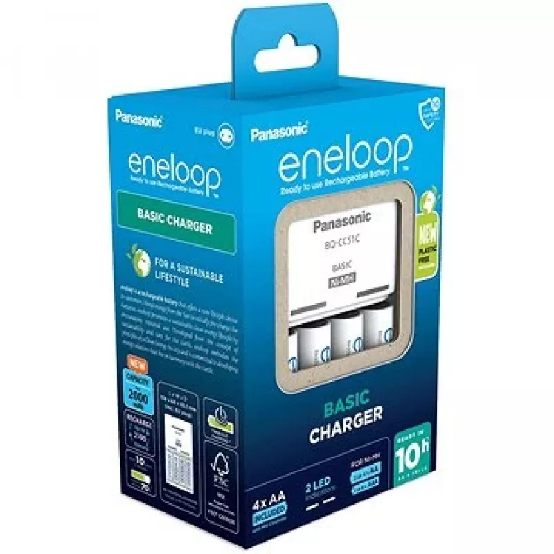 Caricabatterie PANASONIC Eneloop Basic BQ-CC51 + 4x AA 2000 mAh (K-KJ51MCD40E)