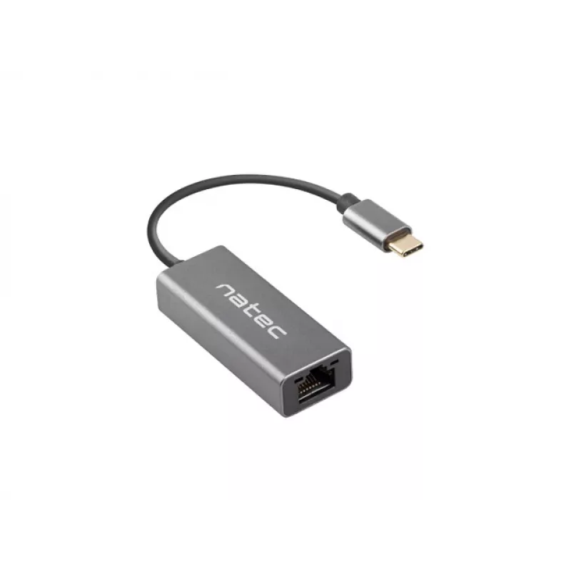 Natec Cricket NNC-1925 adattatore Ethernet da USB-C 3.1 Gen 1 a RJ45, 1000 Mbit/s, cavo da 15 cm, alluminio, grigio