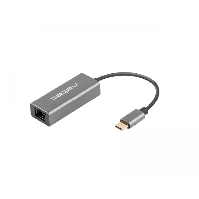Natec Cricket NNC-1925 adattatore Ethernet da USB-C 3.1 Gen 1 a RJ45, 1000 Mbit/s, cavo da 15 cm, alluminio, grigio