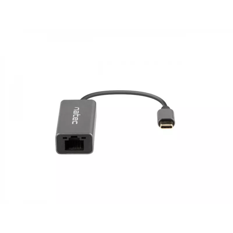 Natec Cricket NNC-1925 adattatore Ethernet da USB-C 3.1 Gen 1 a RJ45, 1000 Mbit/s, cavo da 15 cm, alluminio, grigio