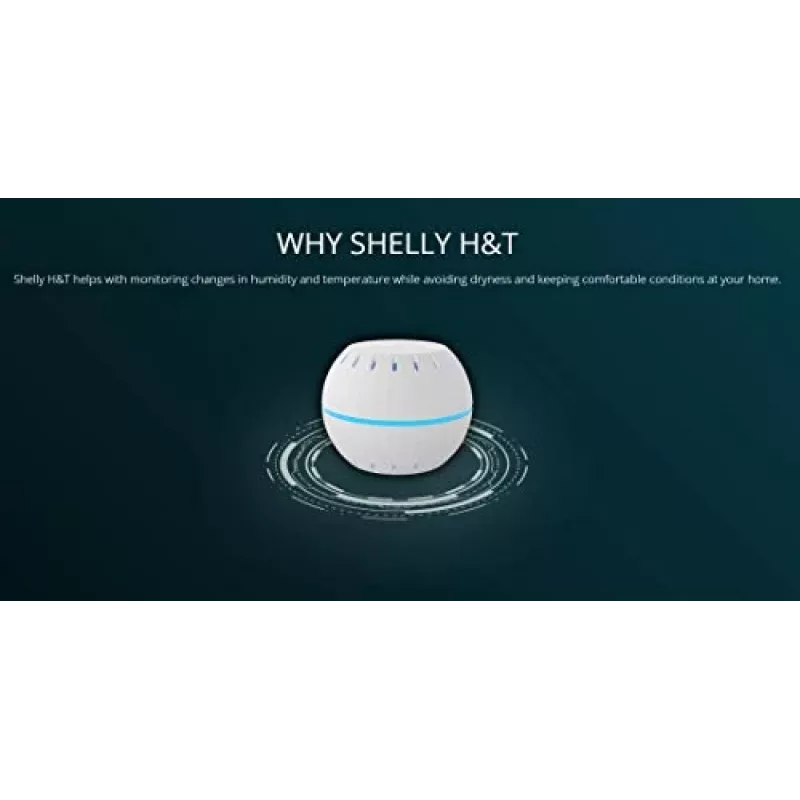 Shelly H&T, sensore di umidità e temperatura wireless, compatto, WiFi, igrometro, domotica, app iOS Android – nero