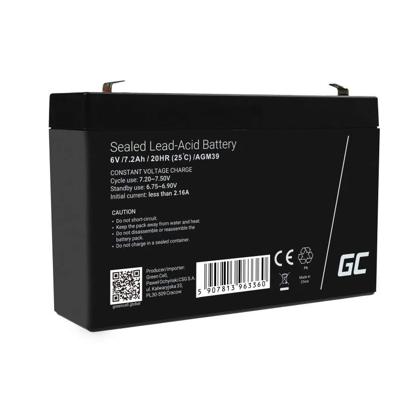 Batteria industriale Green Cell AGM39 7200 mAh 6 V