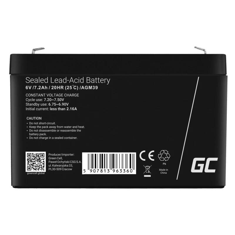 Batteria industriale Green Cell AGM39 7200 mAh 6 V
