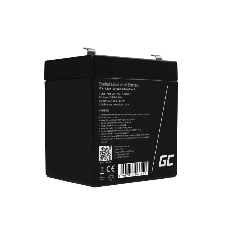 Green Cell AGM44 batteria per UPS, AGM VRLA piombo-acido sigillata, 12 V 4,5 Ah, 1,35 kg