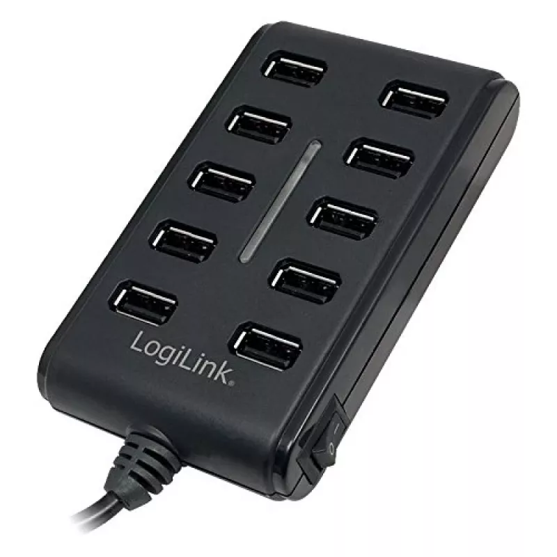 Logilink UA0125 Hub USB 10 porte USB2.0 con alimentatore 3.5A, | Logilink