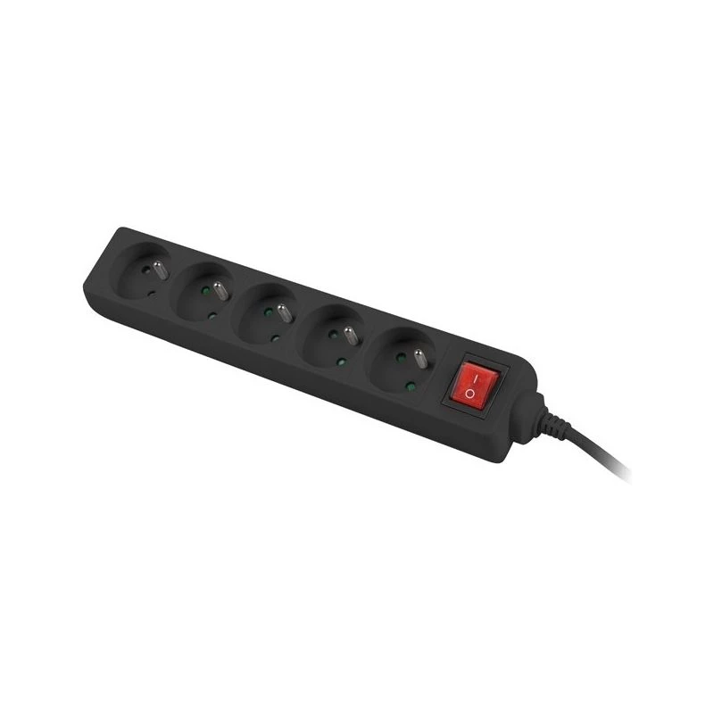 Multipresa Lanberg PS1-05E-0300-BK, 5 prese, 3 m, nera, con interruttore