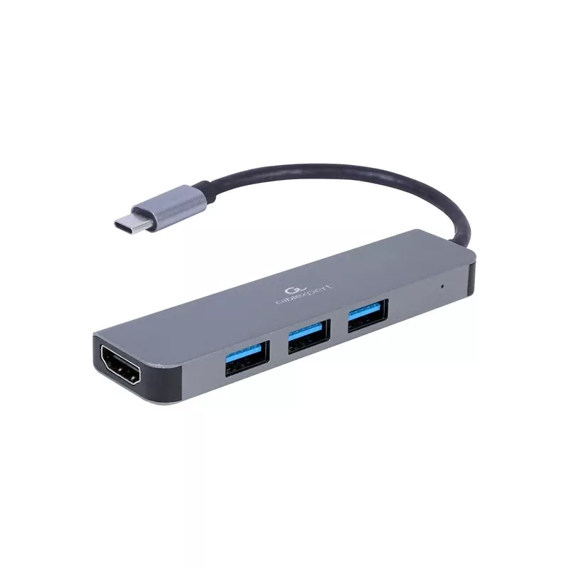 Dock per laptop USB-C GEMBIRD A-CM-COMBO2-01 — USB 3.2 Gen 1 Type-C, 3× USB-A, 1× HDMI, grigio