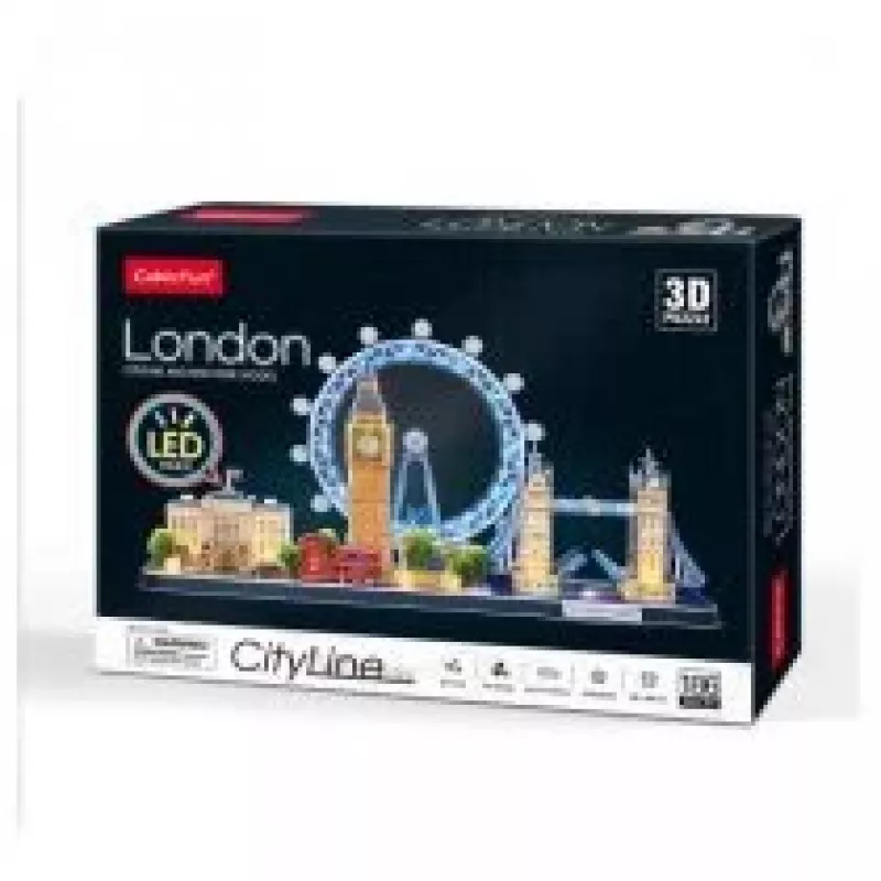 CubicFun 306-20532 City Line London LED puzzle 3D, 186 pz.