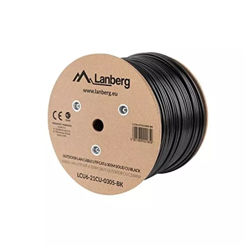 Cavo di rete Lanberg LCU6-21CU-0305-BK nero 305 m Cat6 U/UTP (UTP) per esterni