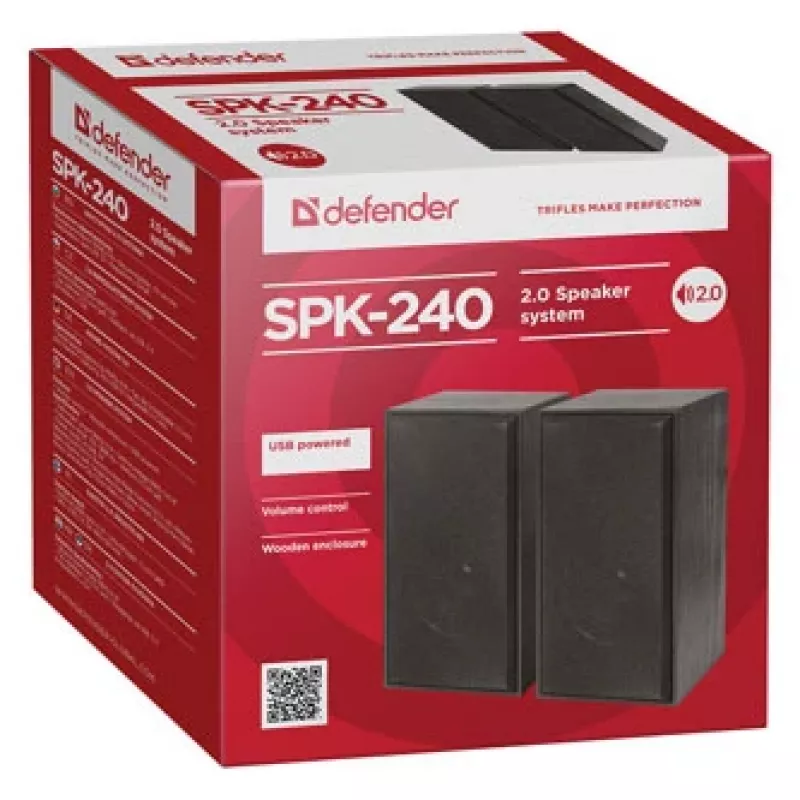 Diffusori da scrivania DEFENDER SPK-240 con filo, 2.0, 6 W RMS, alimentazione USB, 3,5 mm, nero