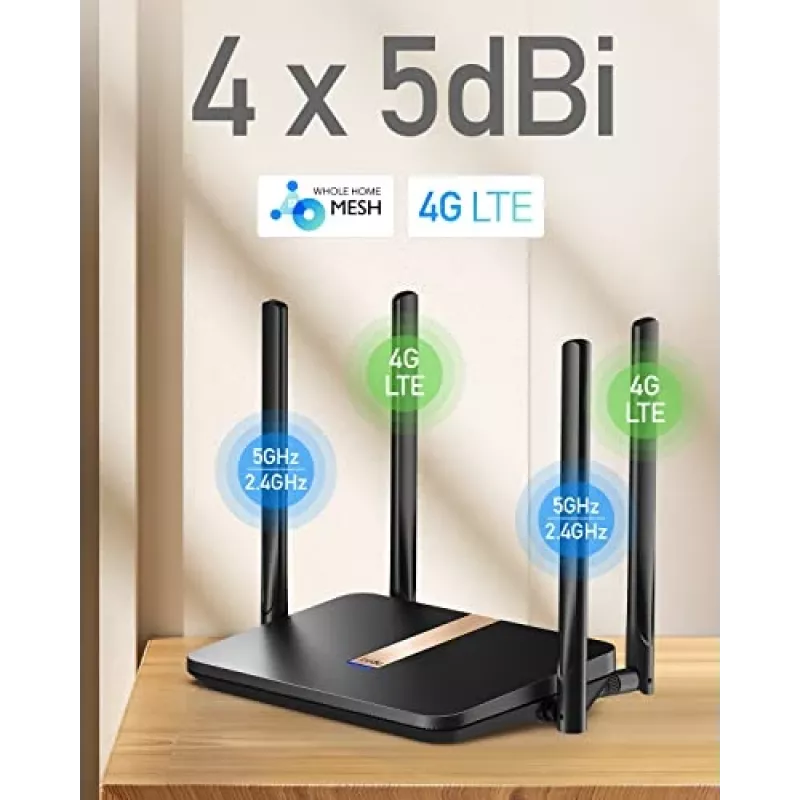 Cudy LT500D router wireless Fast Ethernet Dual-Band (2,4 GHz / 5 GHz) 4G nero