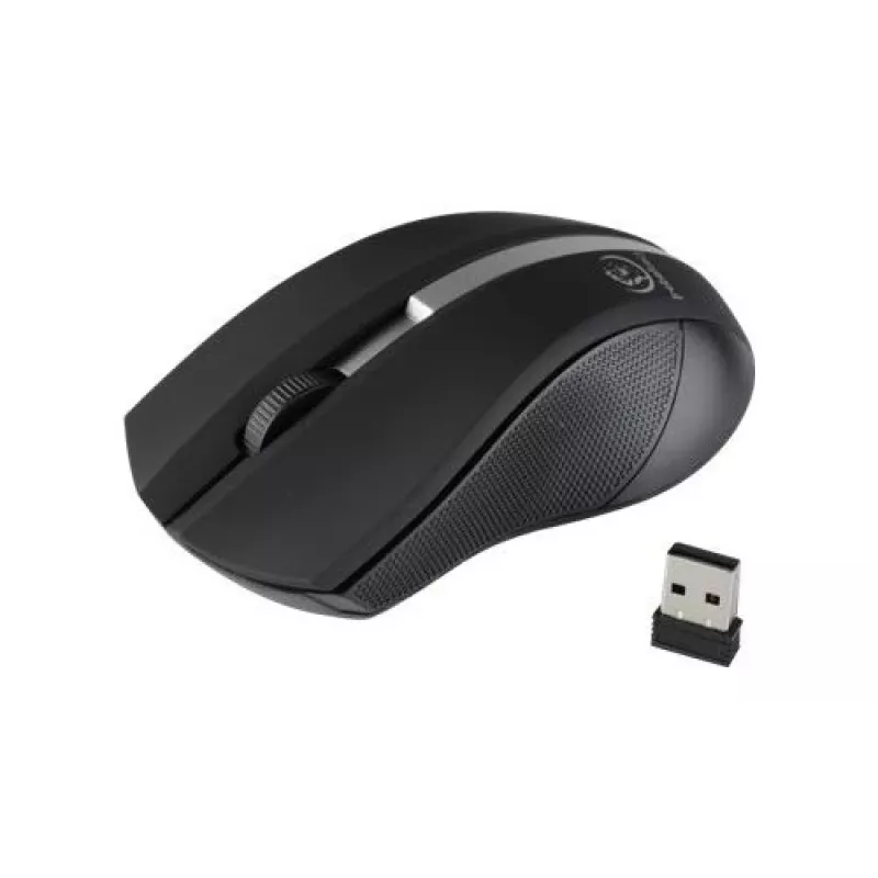 Mouse ottico wireless Rebeltec, GALAXY nero/argento, superficie in gomma