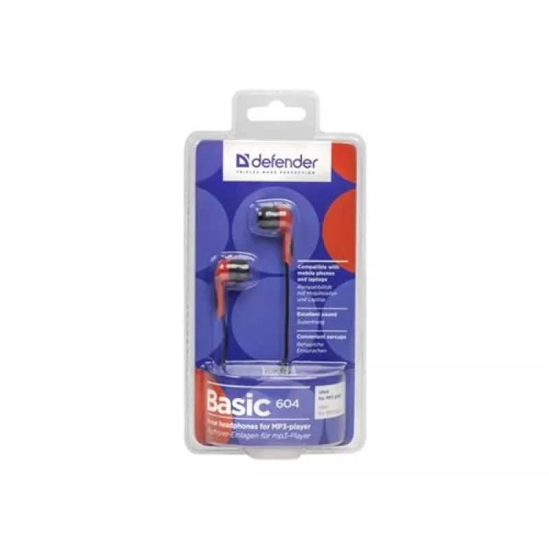 Cuffie Defender BASIC 604 nero-rosso