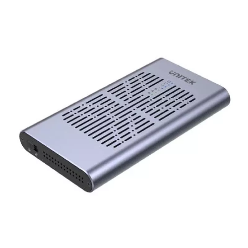 Case per SSD Unitek S1206A per 2 unità M.2 NVMe PCIe Gen3 x4, USB 3.2 Gen 2 (10 Gbit/s), alluminio, USB-C, incluso alimentatore