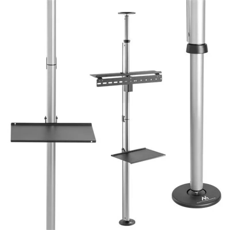 Maclean MC-791N supporto TV telescopico da pavimento a soffitto con mensola, 37-70 pollici, 30 kg