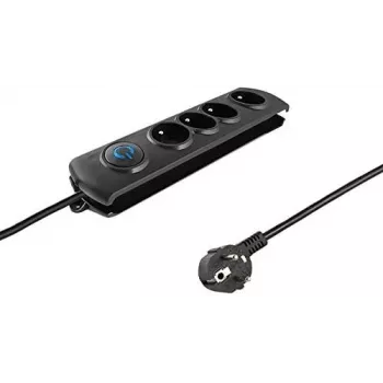 Qoltec 50105 ciabatta con protezione da sovratensione, 4 prese, nero