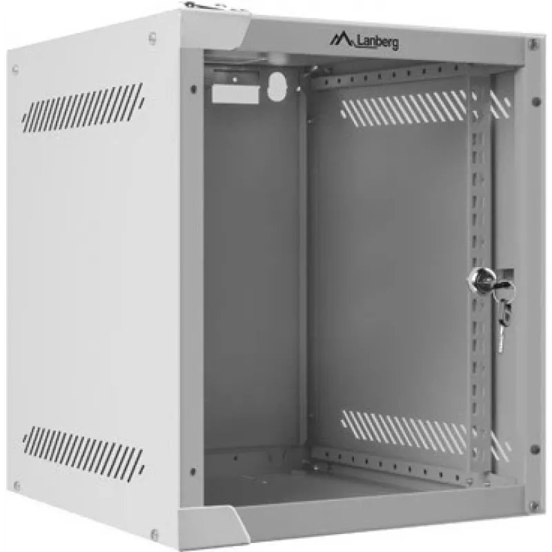 Lanberg WF10-2306-10S armadio rack a parete da 10" 6U, 336×280×310 mm, porta in vetro, 20 kg, grigio (RAL 7035)