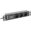 Ciabatta LANBERG PDU-03E-0200-BK — 1HE, 3x prese Type-E, 220–250 V, 16 A, cavo 2 m, nero