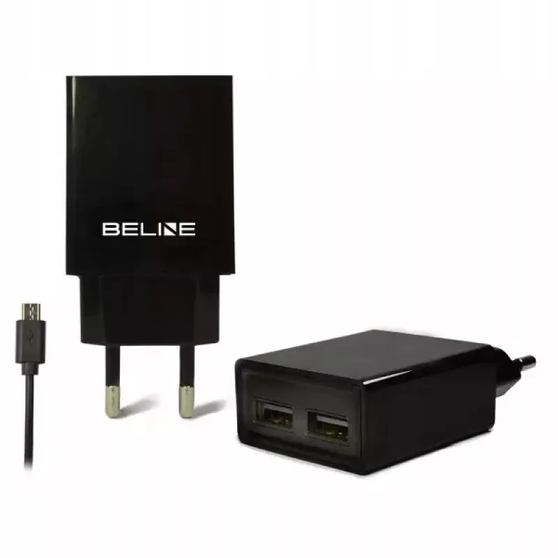 Caricabatterie da viaggio Beline Beli0011 — 2 porte USB, cavo microUSB, uscita 2A, nero