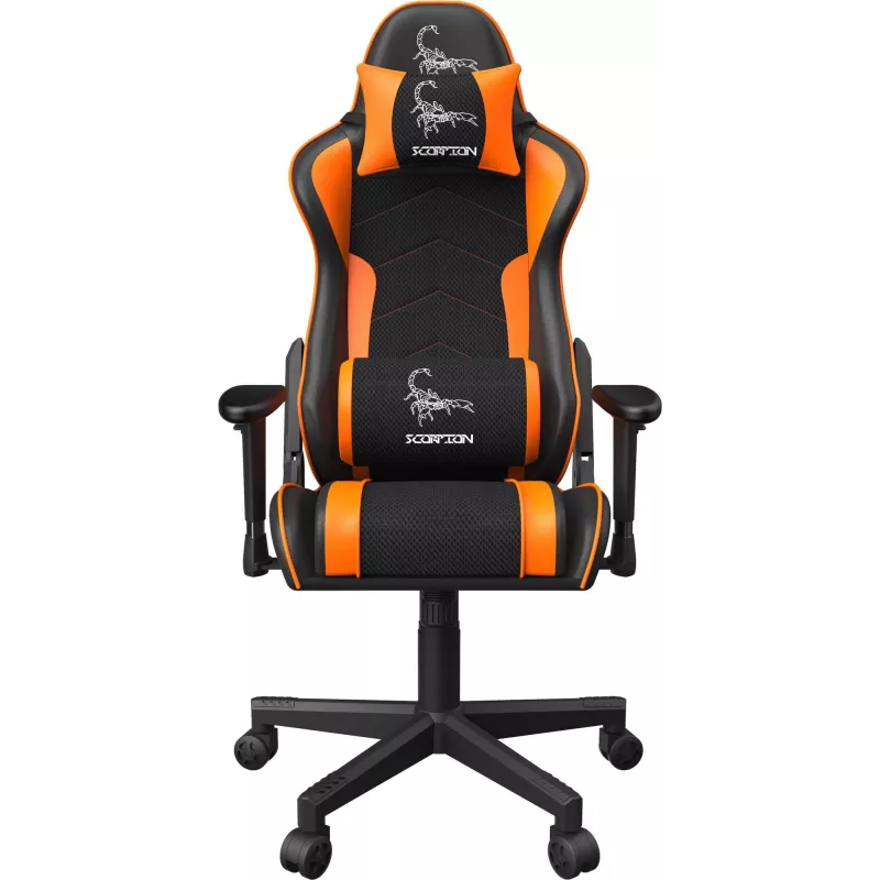 Sedia da gaming GEMBIRD GC-SCORPION-04X nero-arancio design ergonomico, seduta regolabile, schienale alto