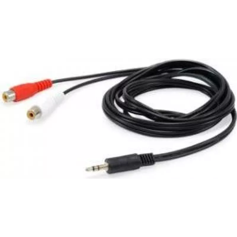 Equip 147093 cavo audio, 2 x RCA femmina a jack 3,5 mm maschio, 2,5 m, nero