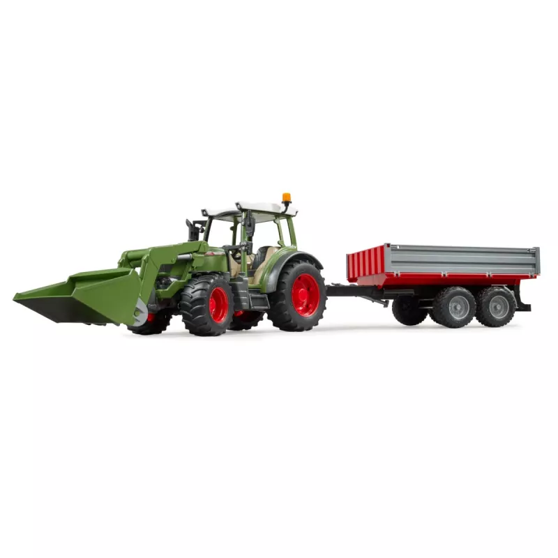 Trattore giocattolo BRUDER Fendt Vario 211 con caricatore frontale e rimorchio laterale