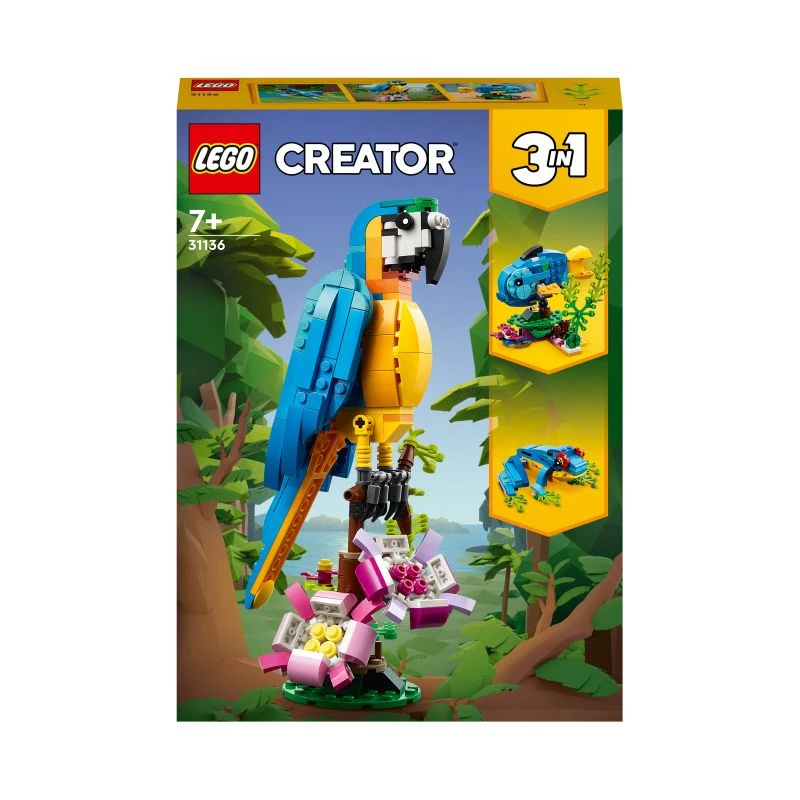 LEGO set da costruzione Pappagallo esotico 31136 — modello da esposizione Creator, 253 pezzi, 220×120×110 mm