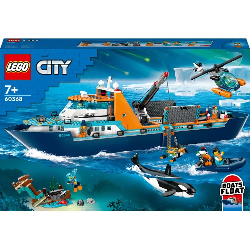 Giocattolo da costruzione LEGO City nave da spedizione artica 60368 — 815 pezzi, 7+ anni, include 4 minifigure