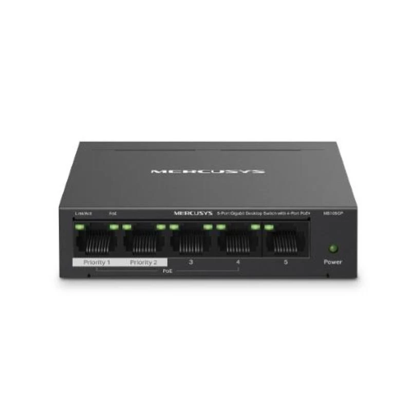 Mercusys switch desktop 5 porte Gigabit con 4 porte PoE+