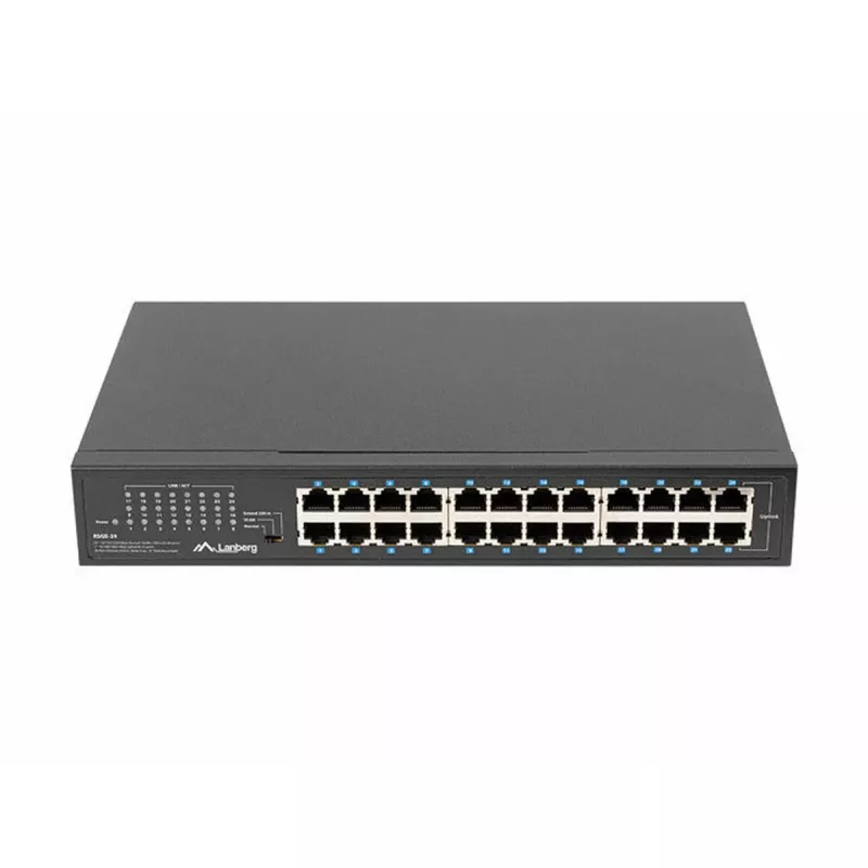 Switch non gestito LANBERG RSGE-24 — 24× Gigabit Ethernet 1U, montaggio a rack, nero