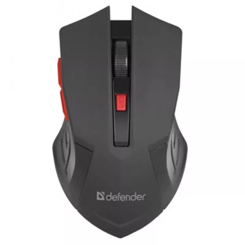 Mouse wireless DEFENDER ACCURA MM-275 RF, ottico, ambidestro, 1600 DPI, ricevitore USB RF, 5–6 tasti, nero/rosso