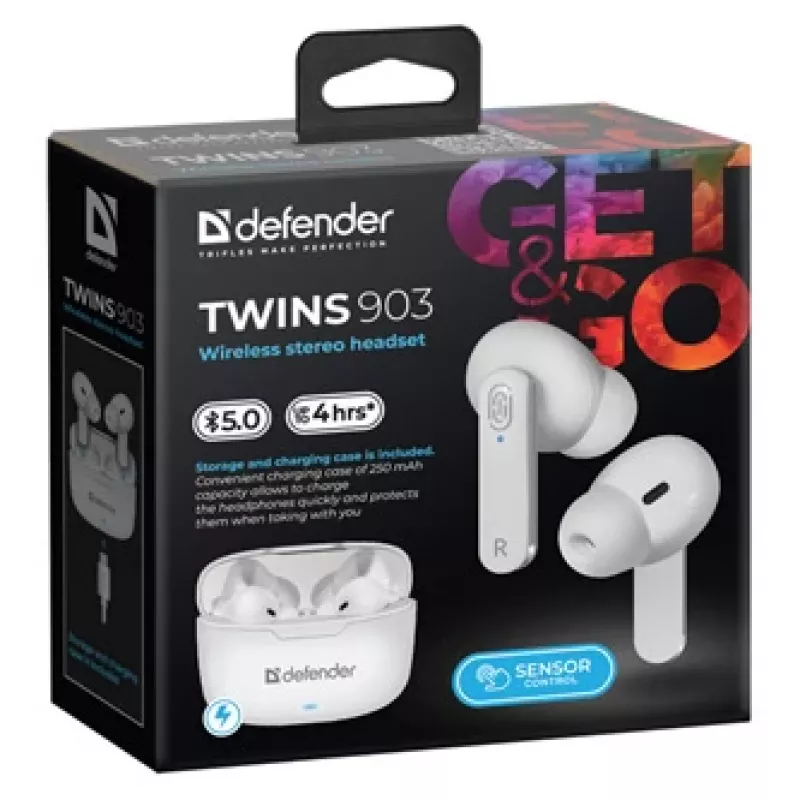 Cuffie Bluetooth Defender TWINS 903, bianche