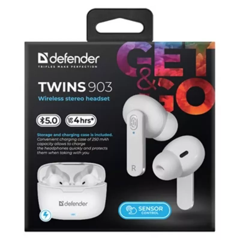 Cuffie Bluetooth Defender TWINS 903, bianche
